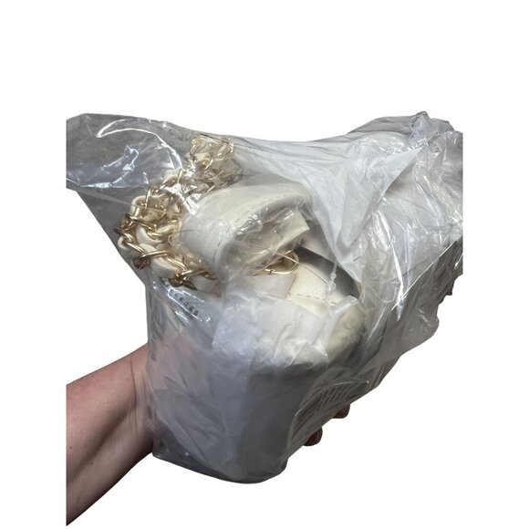 Valentino Orlandi Quilted Vegan Leather Vanity Crossbody Bag Bone White Gold NWT - Picture 8 of 8